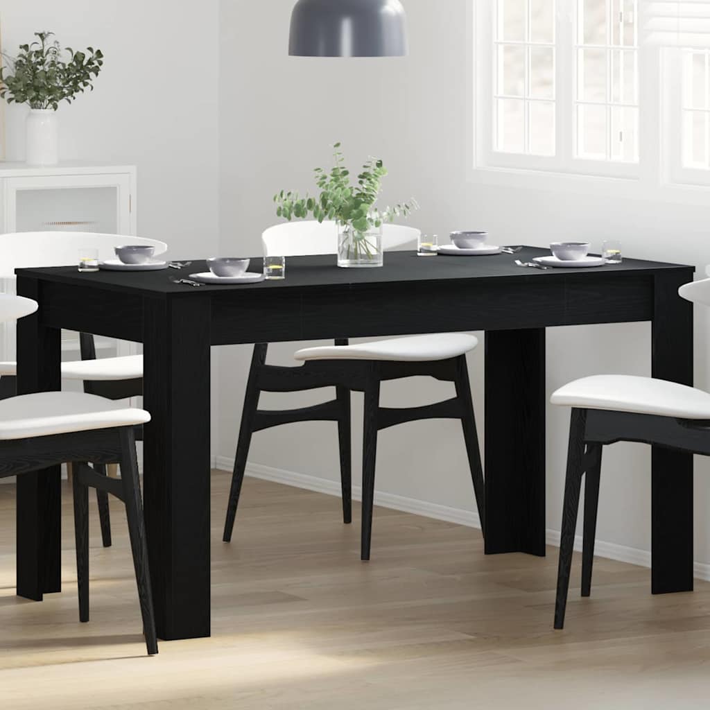Spisebord Svart Eik 140 X 74,5 X 76 Cm Konstruert Tre