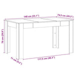 Spisebord Svart Eik 140 X 74,5 X 76 Cm Konstruert Tre