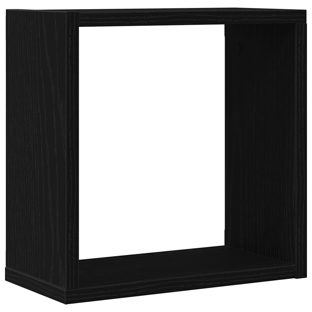 Vegghyller Kube 2 Stk Svart Eik 30X15X30 Cm Konstruert Tre