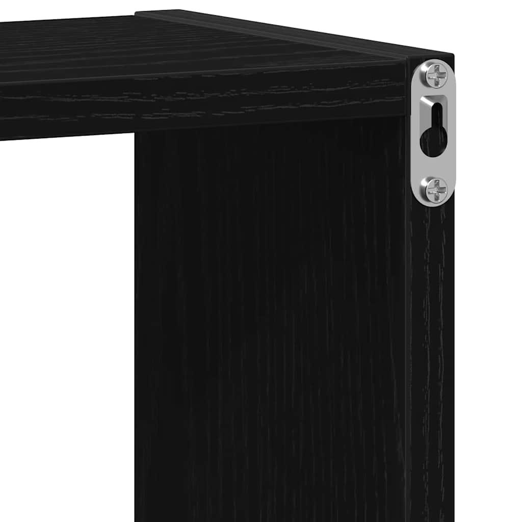 Vegghyller Kube 2 Stk Svart Eik 30X15X30 Cm Konstruert Tre