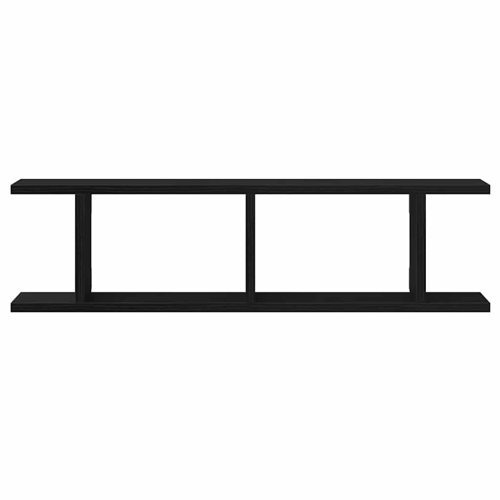 Vegghyller 2 Stk Svart Eik 75X18X20 Cm Konstruert Tre