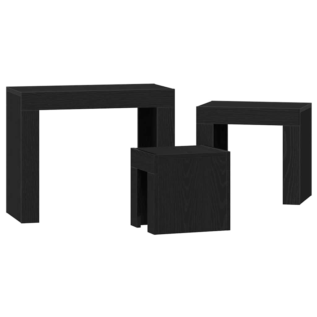 Stablingsbord 3 Pcs Svart Eik Konstruert Tre