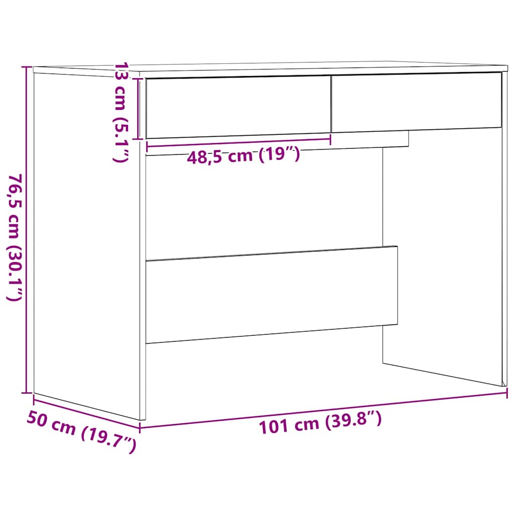 Skrivebord Svart Eik 101X50X76,5 Cm Konstruert Tre