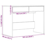 Skrivebord Svart Eik 101X50X76,5 Cm Konstruert Tre