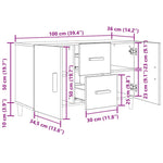 Skjenk Svart Eik 100X36X60 Cm Konstruert Tre