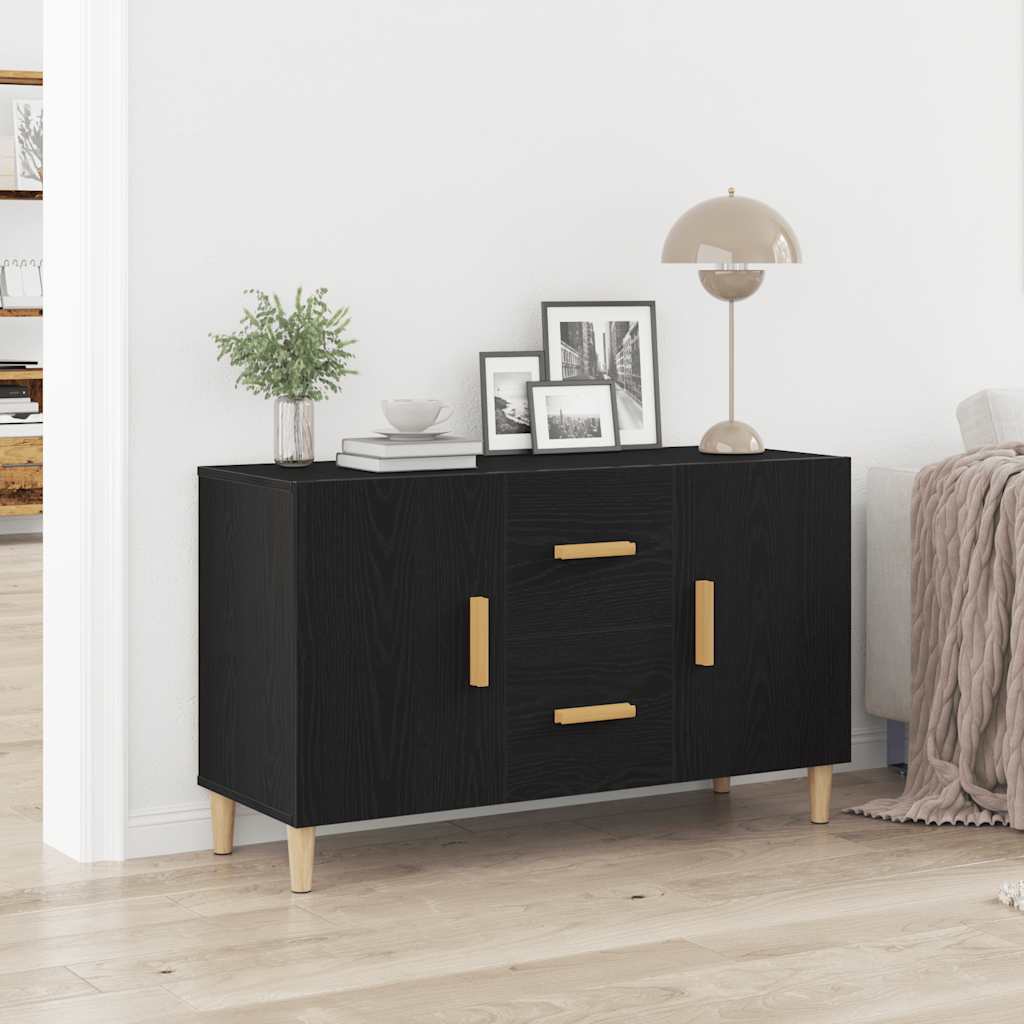 Skjenk Svart Eik 100X36X60 Cm Konstruert Tre