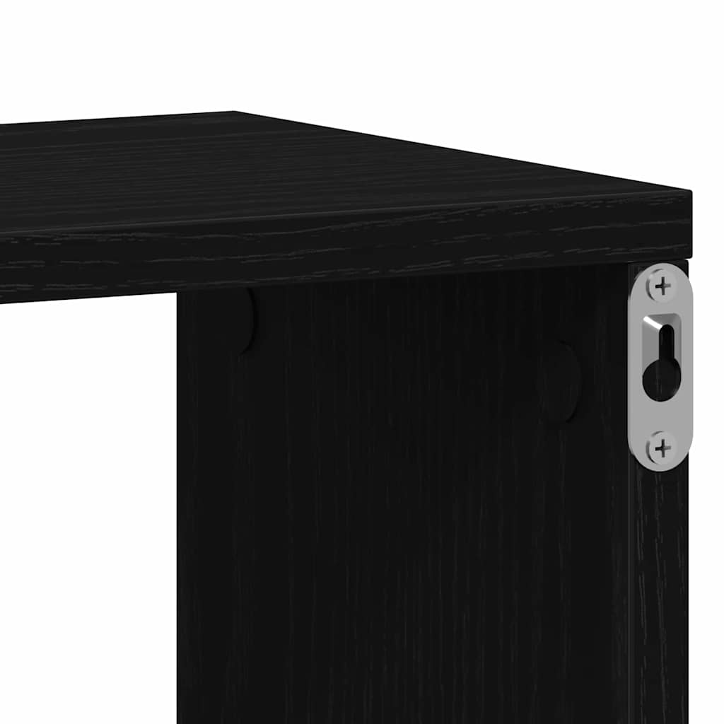 Vegghylle Med Hylle Svart Eik 85 X 16 X 52,5 Cm Konstruert Tre