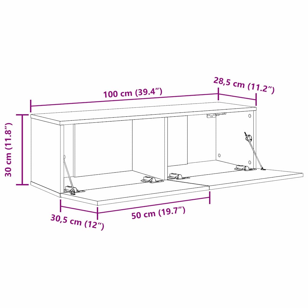 Tv-Skap 2 Pcs Svart 100 X 30 X 30 Cm Konstruert Tre
