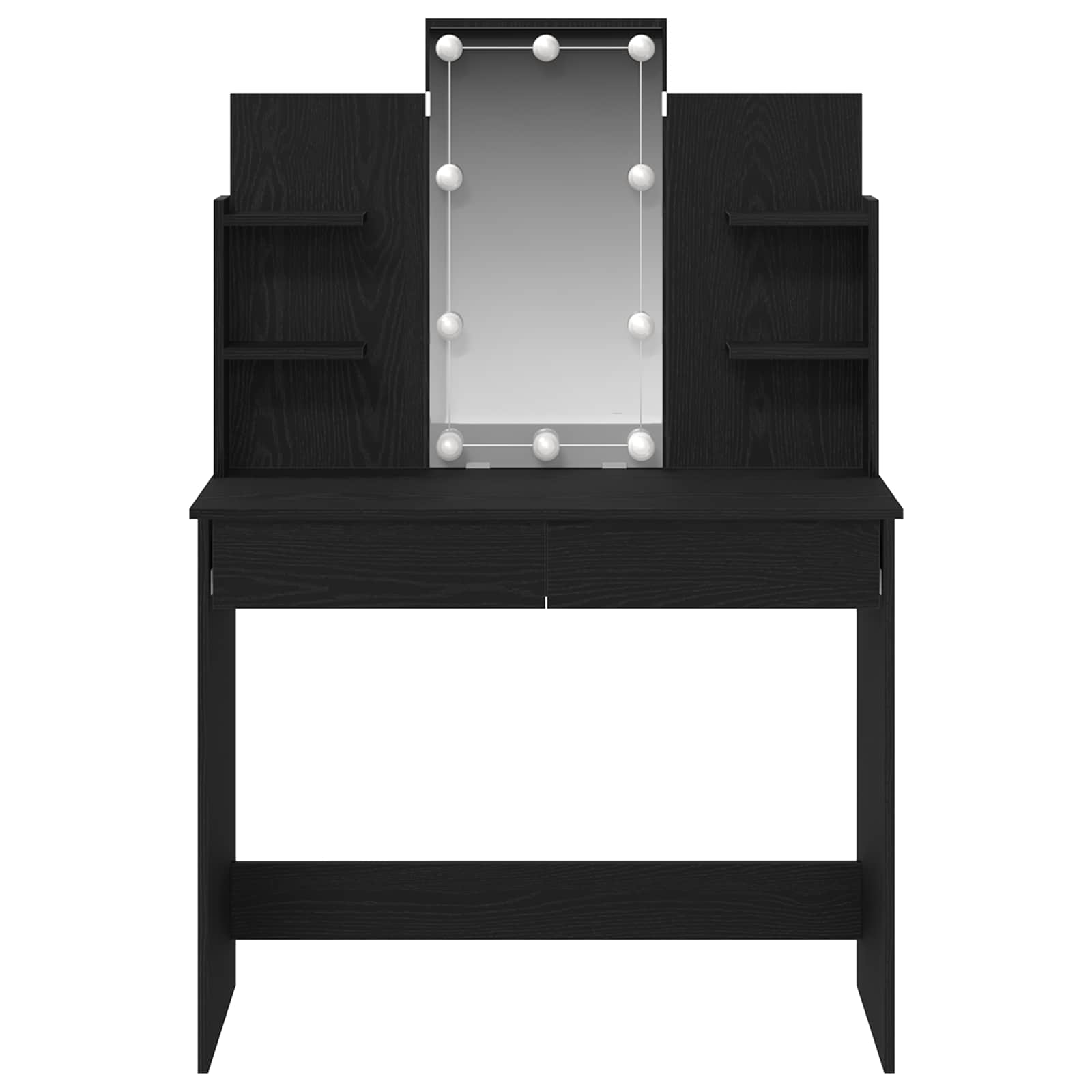 Sminkebord Med Skuff Svart Eik 96 X 39 X 142 Cm Konstruert Tre