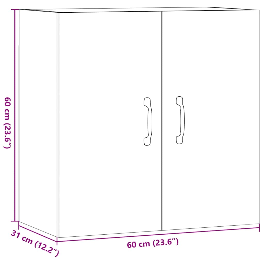Veggskap Svart Eik 60X31X60 Cm Konstruert Tre