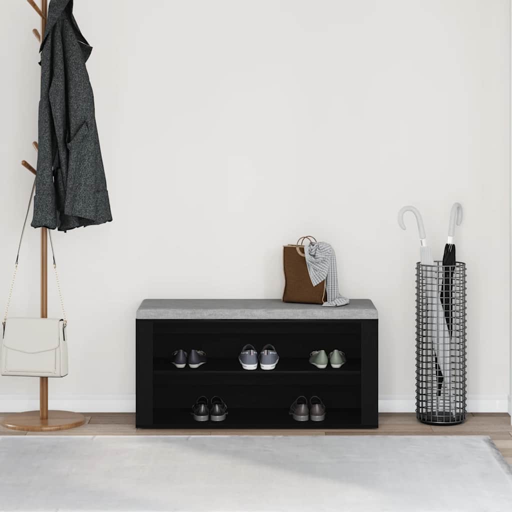 Skobenk Svart Eik 100X35X45 Cm Konstruert Tre