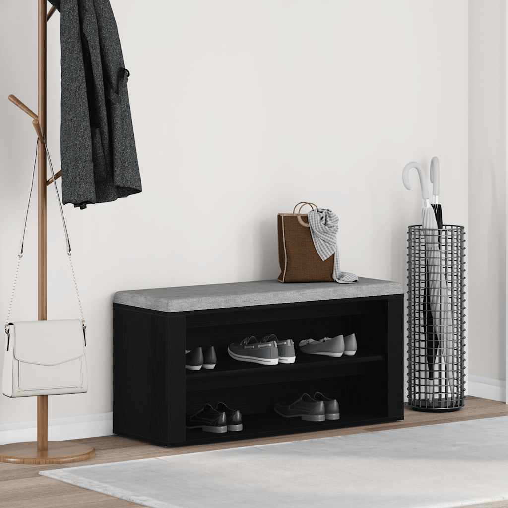 Skobenk Svart Eik 100X35X45 Cm Konstruert Tre
