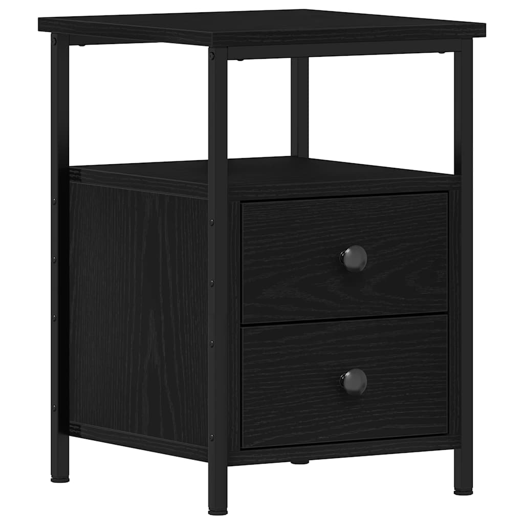 Nattbord Svart Eik 34X35,5X50 Cm Konstruert Tre