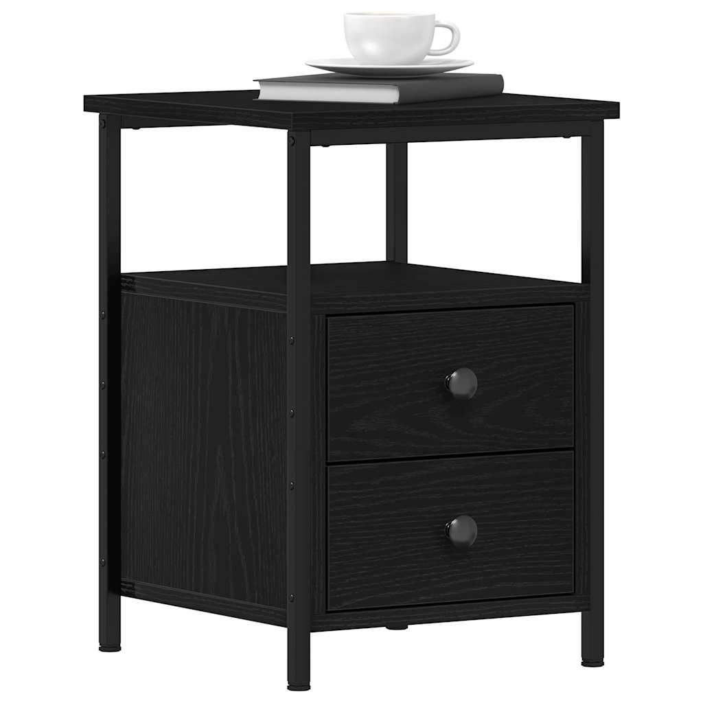Nattbord Svart Eik 34X35,5X50 Cm Konstruert Tre