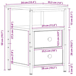 Nattbord Svart Eik 34X35,5X50 Cm Konstruert Tre