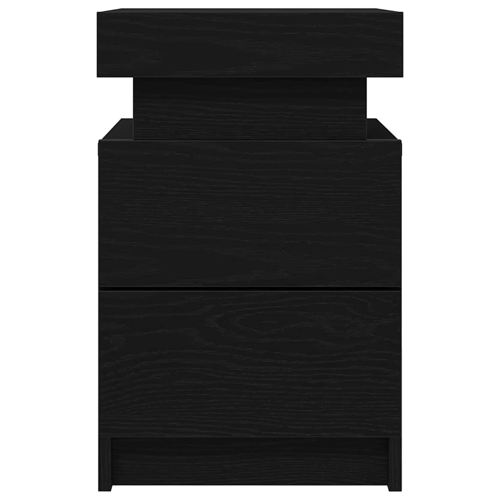 Nattbordskap Med Skuff Svart Eik 35 X 39 X 55 Cm Konstruert Tre
