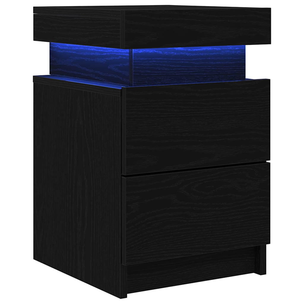 Nattbordskap 2 Pcs Svart Eik 35 X 39 X 55 Cm Konstruert Tre