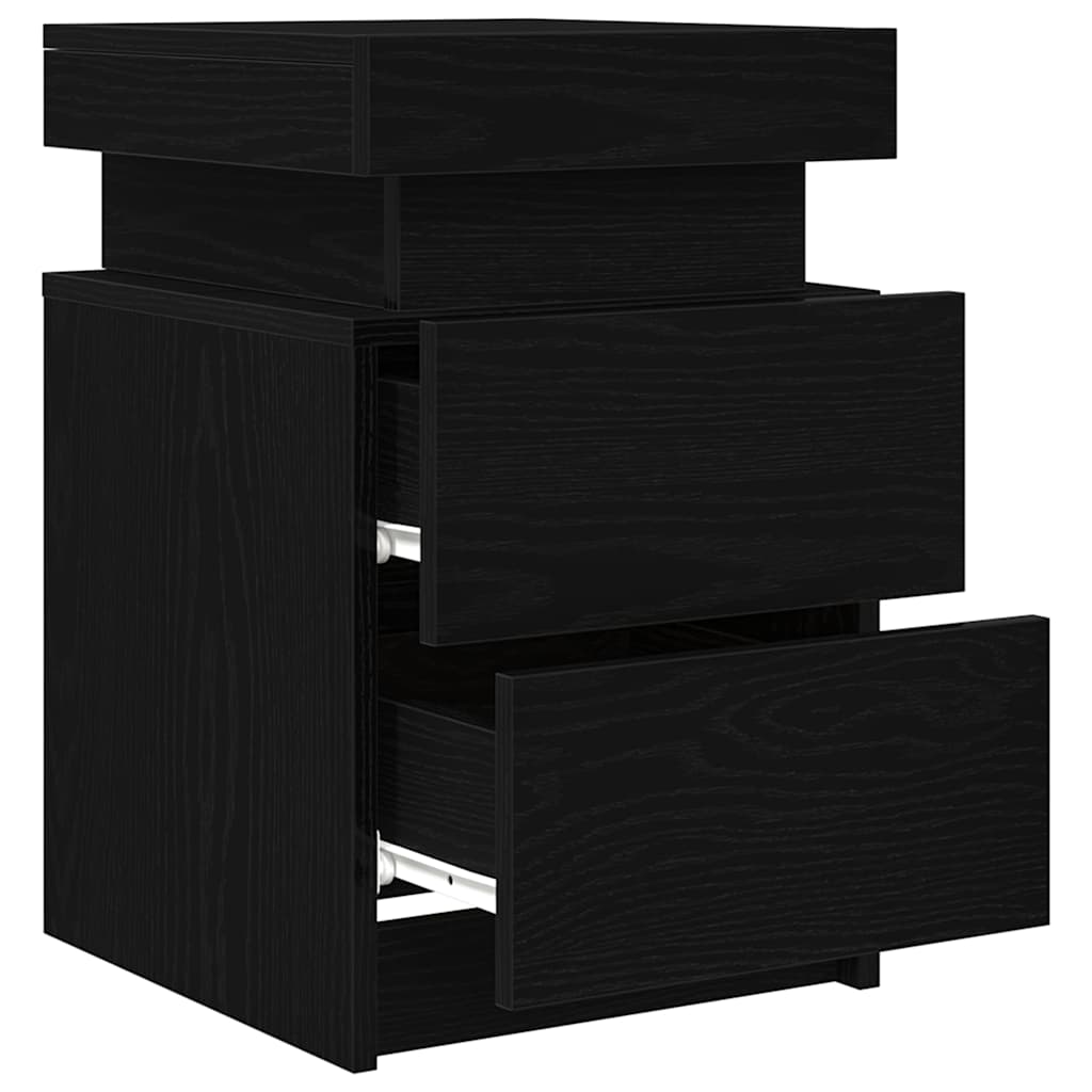 Nattbordskap 2 Pcs Svart Eik 35 X 39 X 55 Cm Konstruert Tre