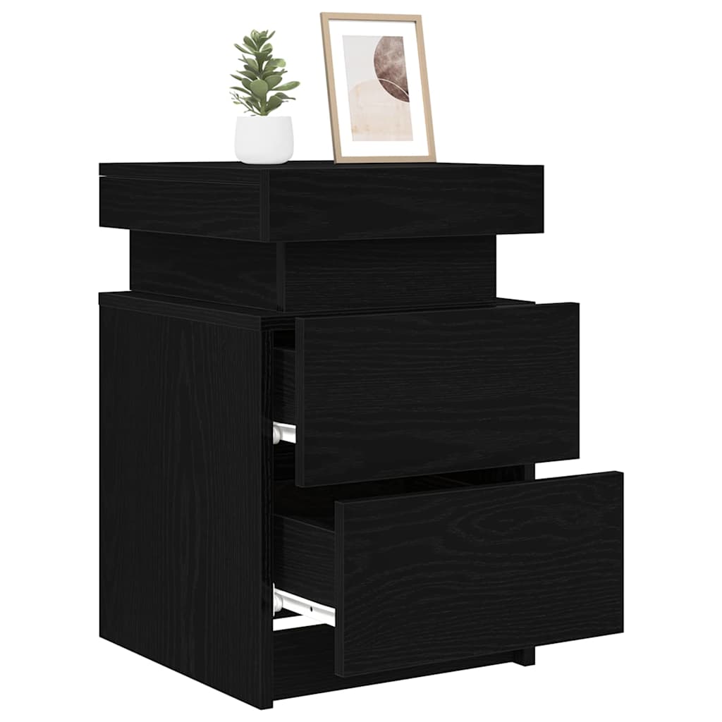 Nattbordskap 2 Pcs Svart Eik 35 X 39 X 55 Cm Konstruert Tre