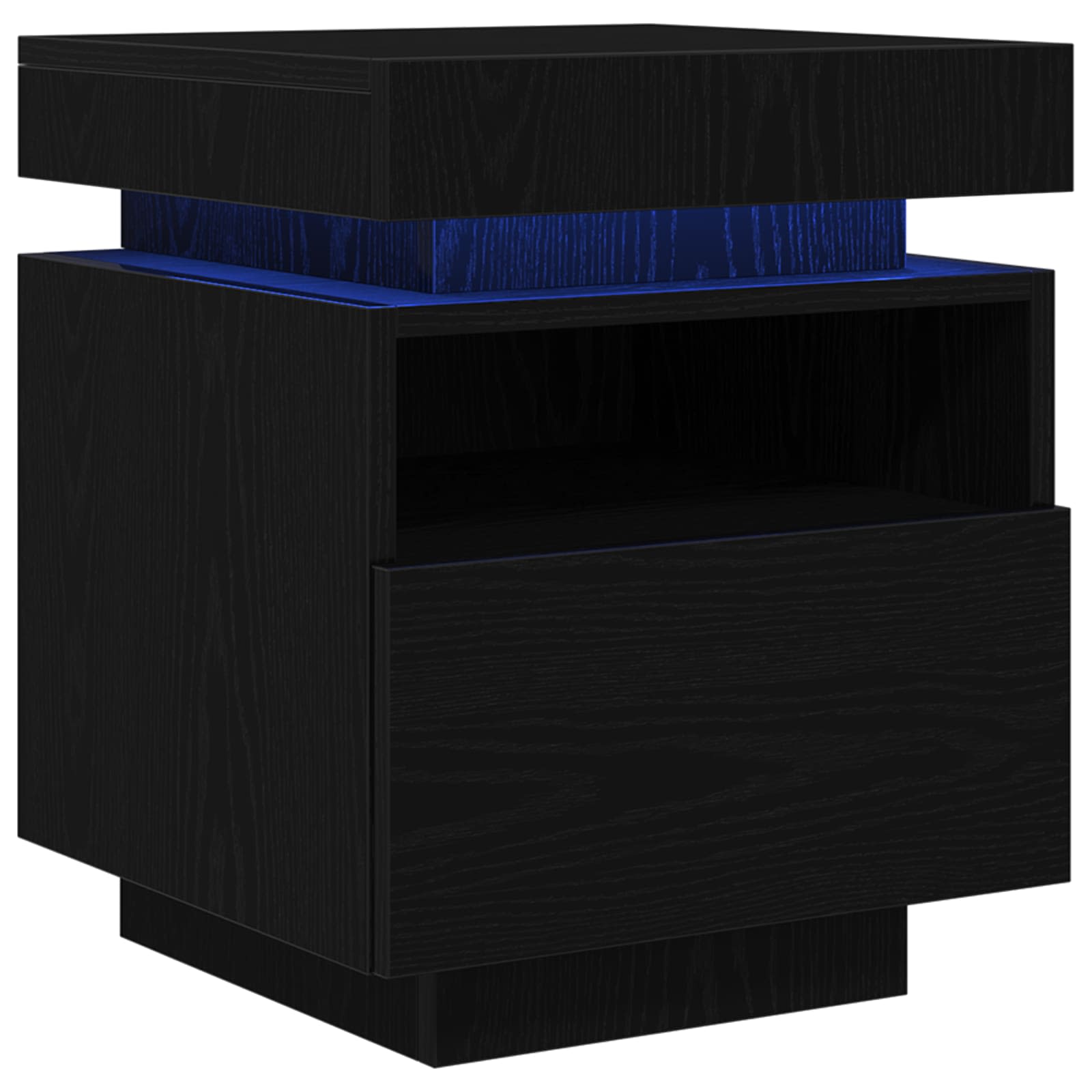 Nattbordskap Svart Eik 40 X 39 X 48,5 Cm Konstruert Tre
