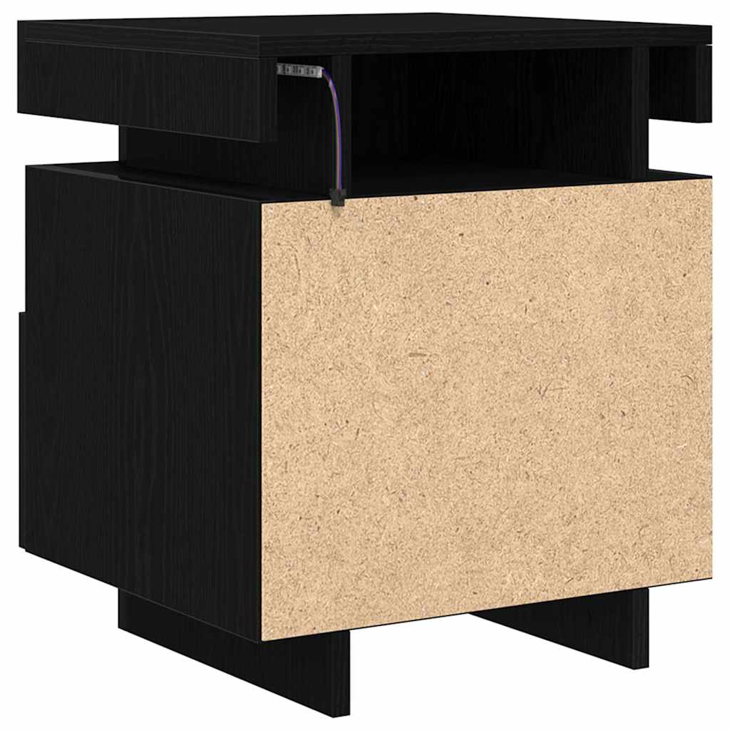 Nattbordskap Svart Eik 40 X 39 X 48,5 Cm Konstruert Tre