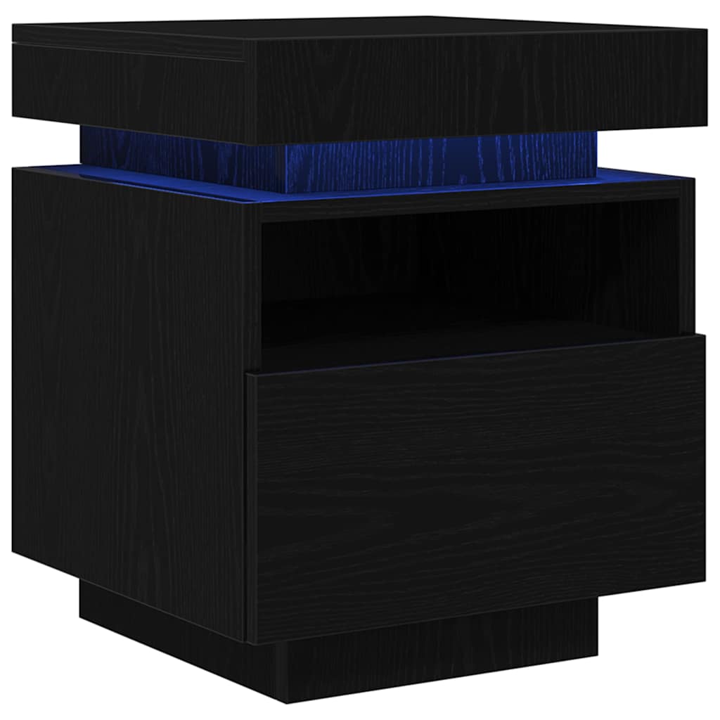 Nattbordskap 2 Pcs Svart Eik 40 X 39 X 48,5 Cm Konstruert Tre