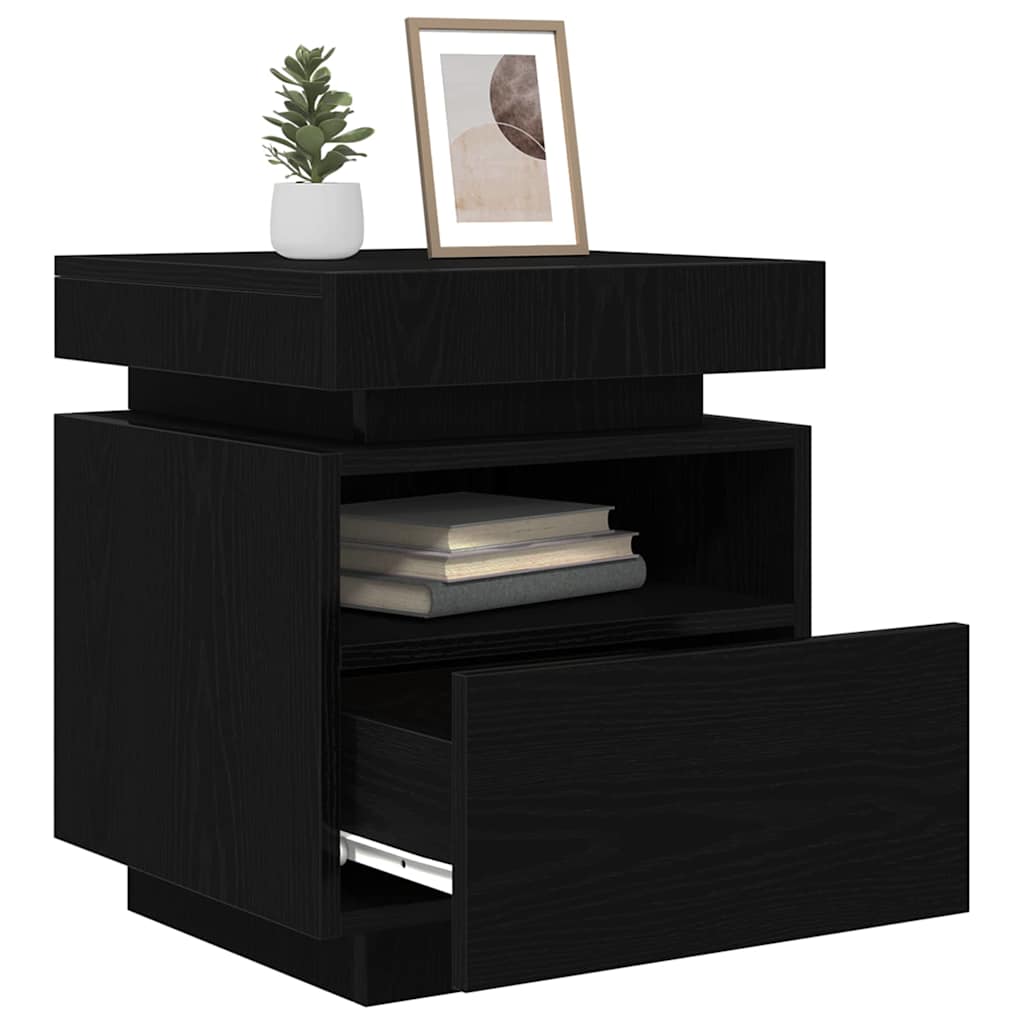 Nattbordskap 2 Pcs Svart Eik 40 X 39 X 48,5 Cm Konstruert Tre