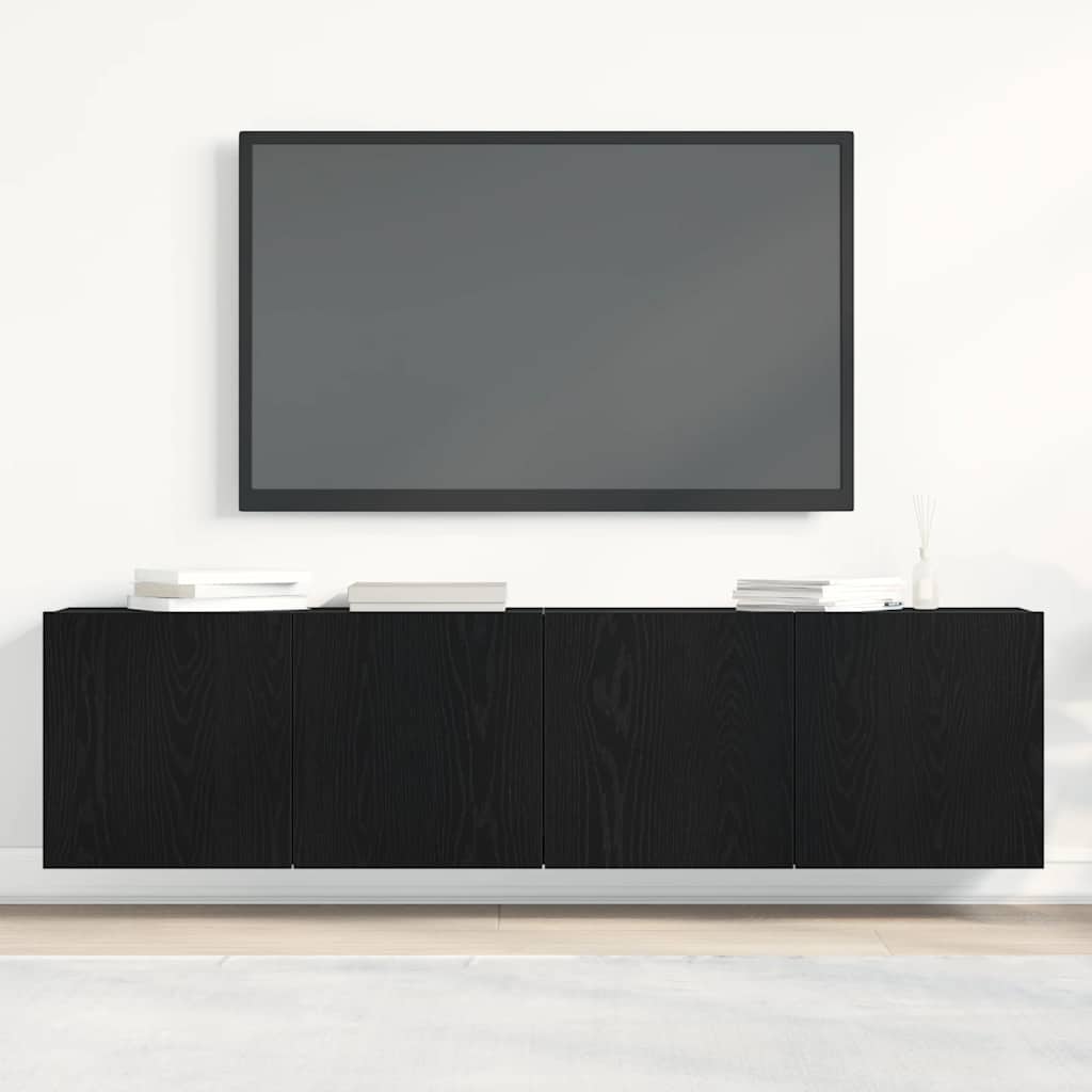 Tv-Skap 2 Stk Svart Eik 160X30X41 Cm Konstruert Tre