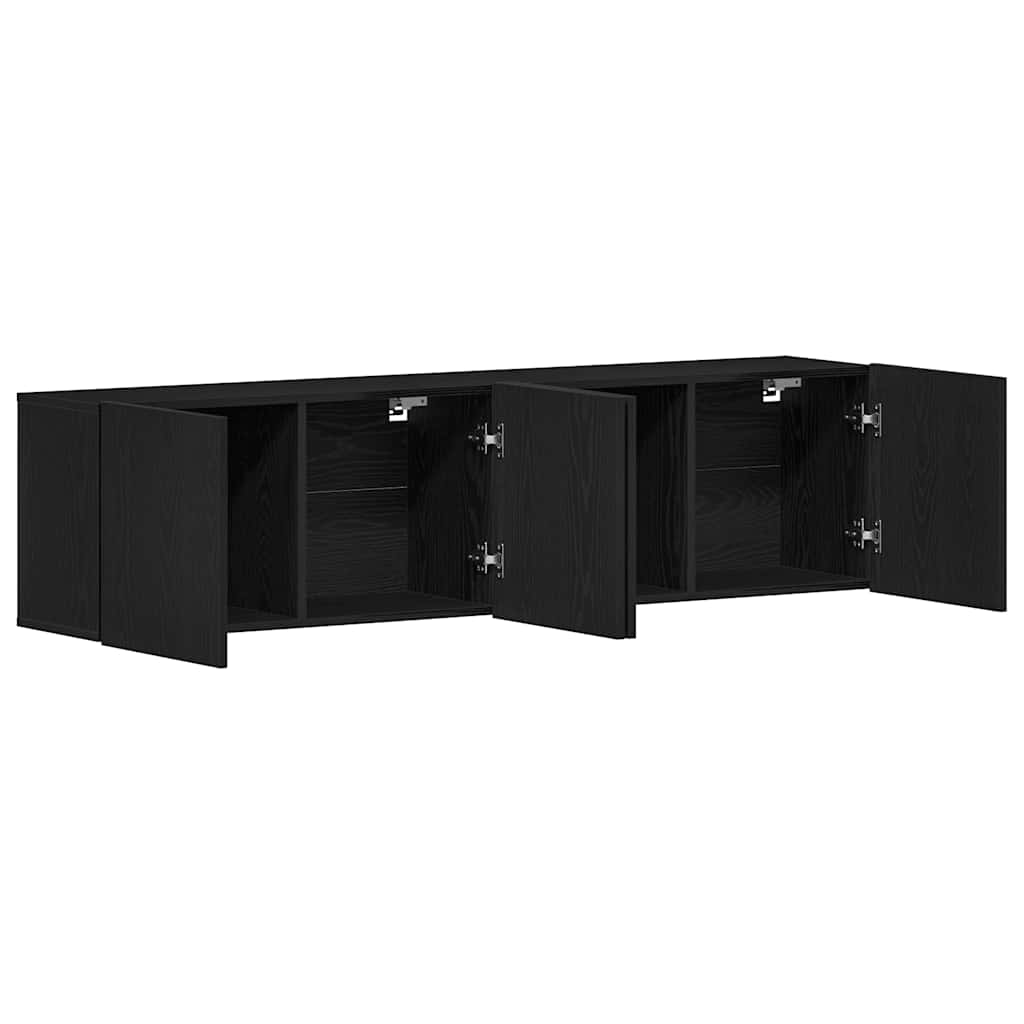 Tv-Skap 2 Stk Svart Eik 160X30X41 Cm Konstruert Tre