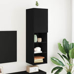 Tv-Skap Veggmontert Svart 30,5 X 30 X 102 Cm Konstruert Tre