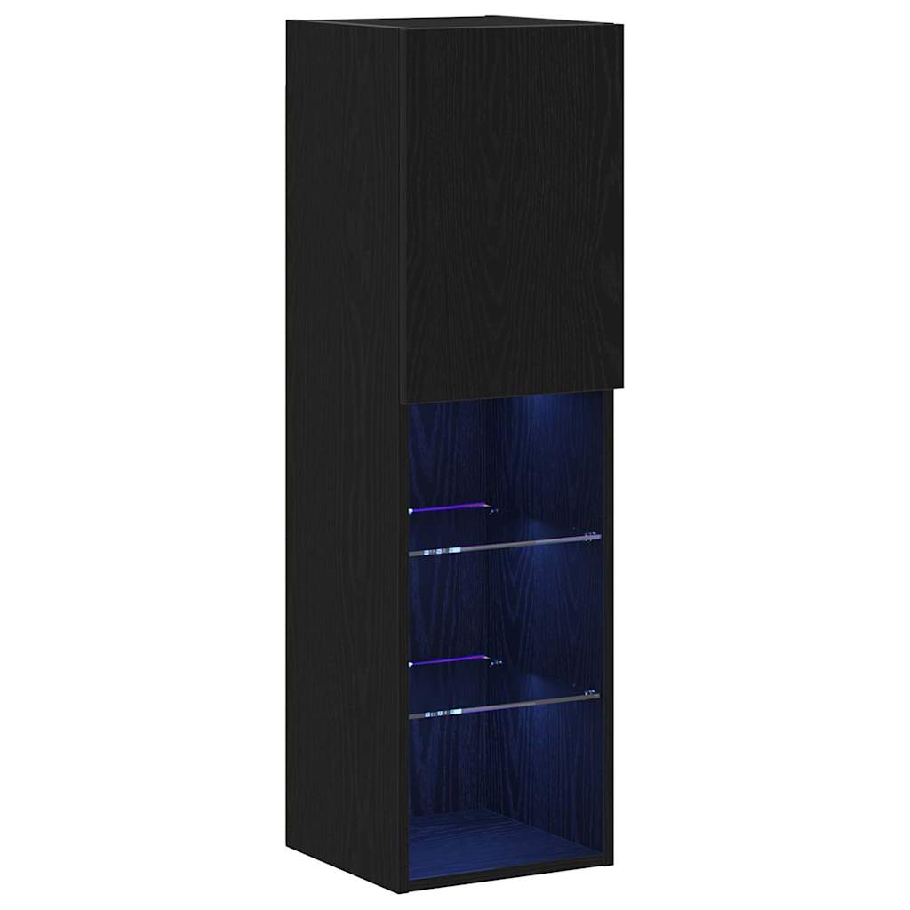 Tv-Skap Veggmontert Svart 30,5 X 30 X 102 Cm Konstruert Tre