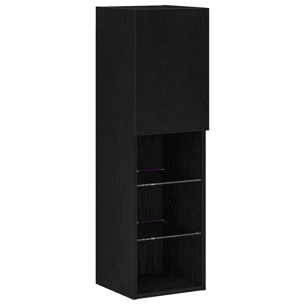 Tv-Skap Veggmontert Svart 30,5 X 30 X 102 Cm Konstruert Tre