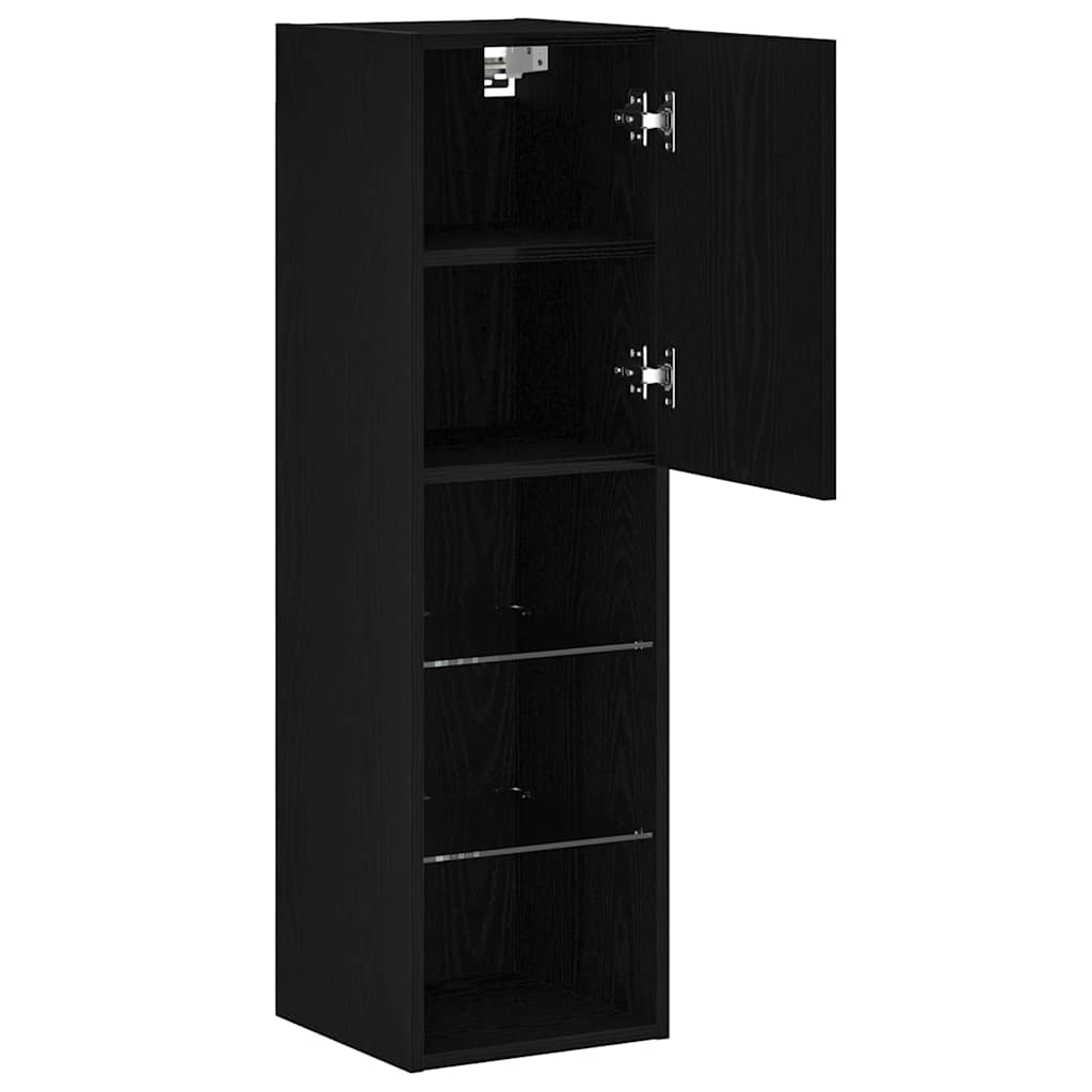 Tv-Skap Veggmontert Svart 30,5 X 30 X 102 Cm Konstruert Tre