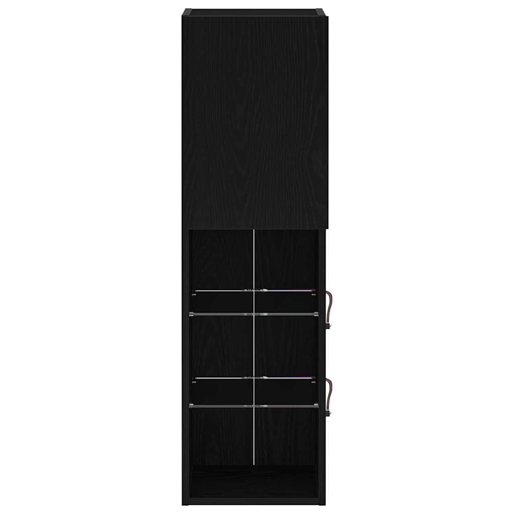 Tv-Skap Veggmontert Svart 30,5 X 30 X 102 Cm Konstruert Tre