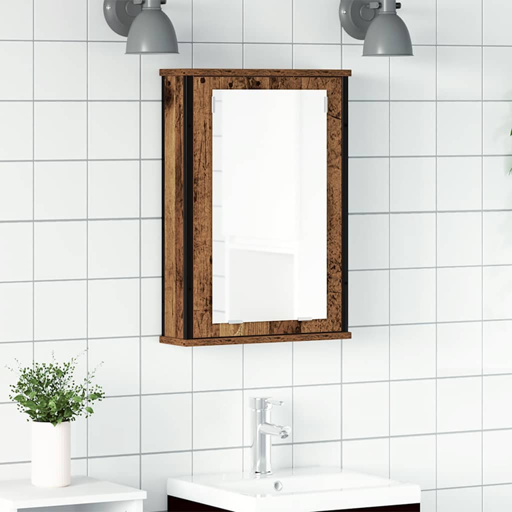 Baderomshylle Med Speil Gammelt Tre 42X12X60 Cm Konstruert Tre