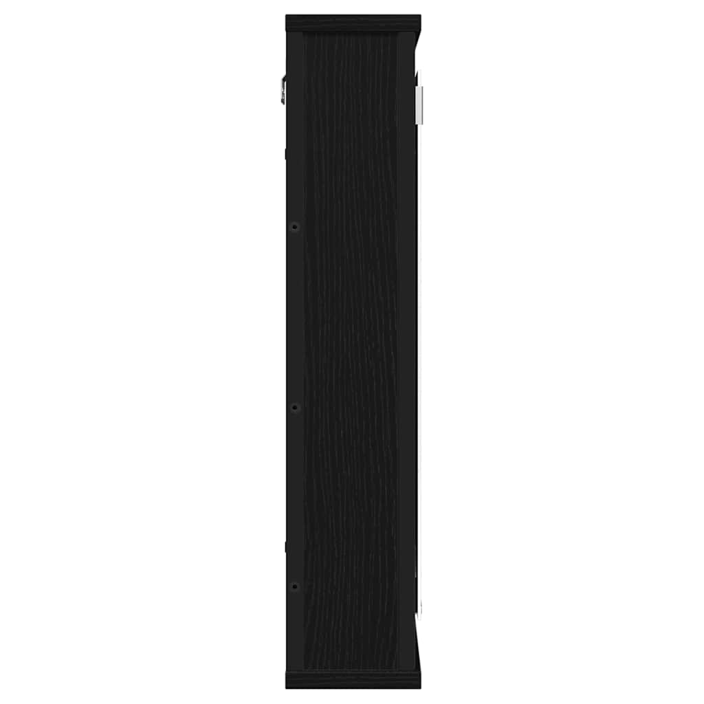 Baderomsskap Med Speil Svart Eik 42X12X60 Cm Konstruert Tre