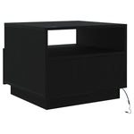 Salongbord Med Led-Lys Svart Eik 50X49X40 Cm