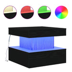Salongbord Med Led-Lys Svart Eik 50X50X40 Cm