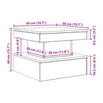 Salongbord Med Led-Lys Svart Eik 50X50X40 Cm