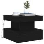 Salongbord Med Led-Lys Svart Eik 50X50X40 Cm