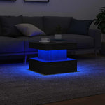 Salongbord Med Led-Lys Svart Eik 50X50X40 Cm
