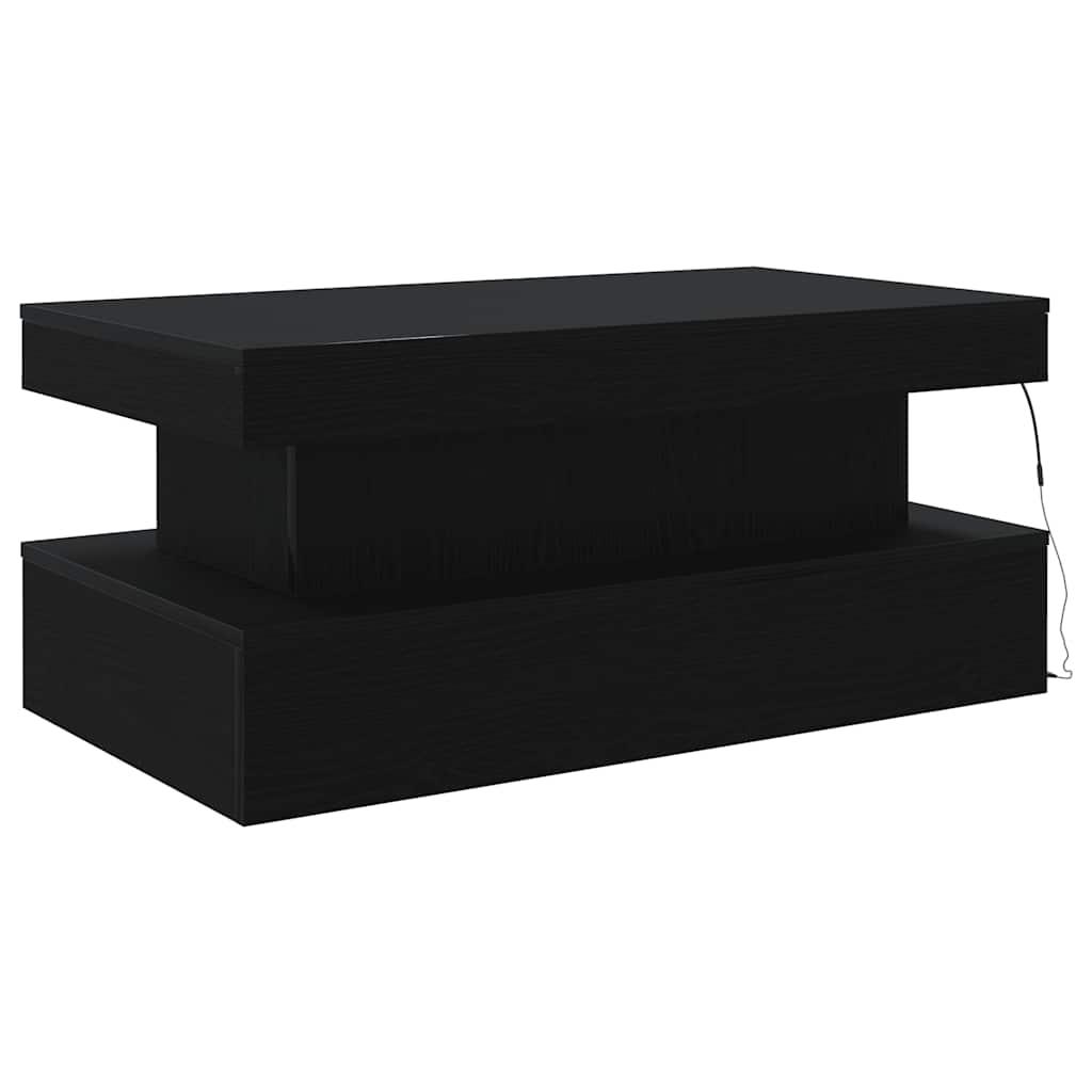 Salongbord Med Led-Lys Svart Eik 90X50X40 Cm
