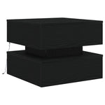 Salongbord Med Led-Lys Svart Eik 50X50X40 Cm