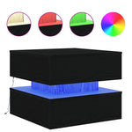 Salongbord Med Led-Lys Svart Eik 50X50X40 Cm