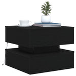 Salongbord Med Led-Lys Svart Eik 50X50X40 Cm