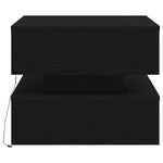 Salongbord Med Led-Lys Svart Eik 50X50X40 Cm