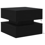 Salongbord Med Led-Lys Svart Eik 50X50X40 Cm
