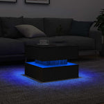 Salongbord Med Led-Lys Svart Eik 50X50X40 Cm