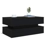 Salongbord Med Led-Lys Svart Eik 90X50X40 Cm
