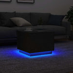 Salongbord Med Led-Lys Svart Eik 50X50X40 Cm
